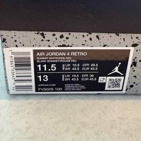 Nike Air Jordan Men's Jordan 4 Retro White Cement - Picture 7 of 7